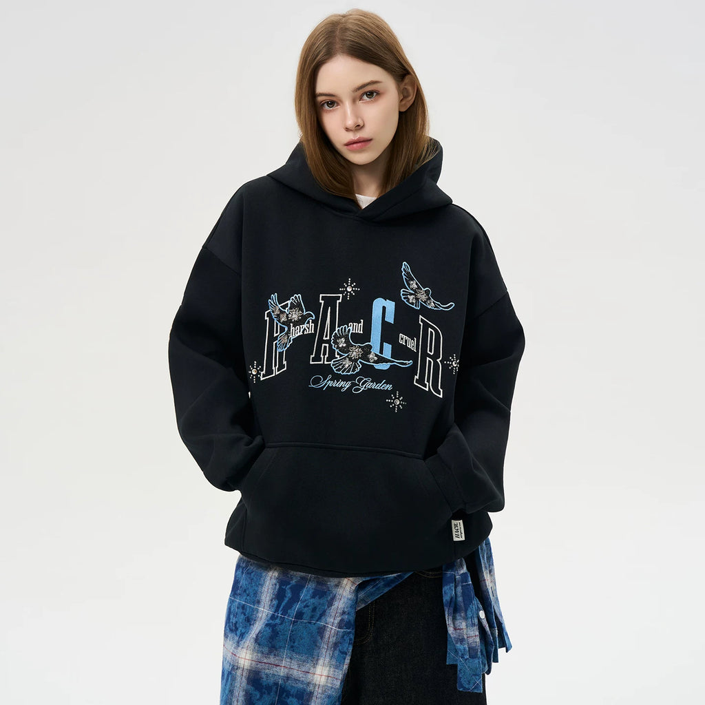 HACR Xiaoxiangfeng Patch Cloth Bead Embroidered Hooded Sweater