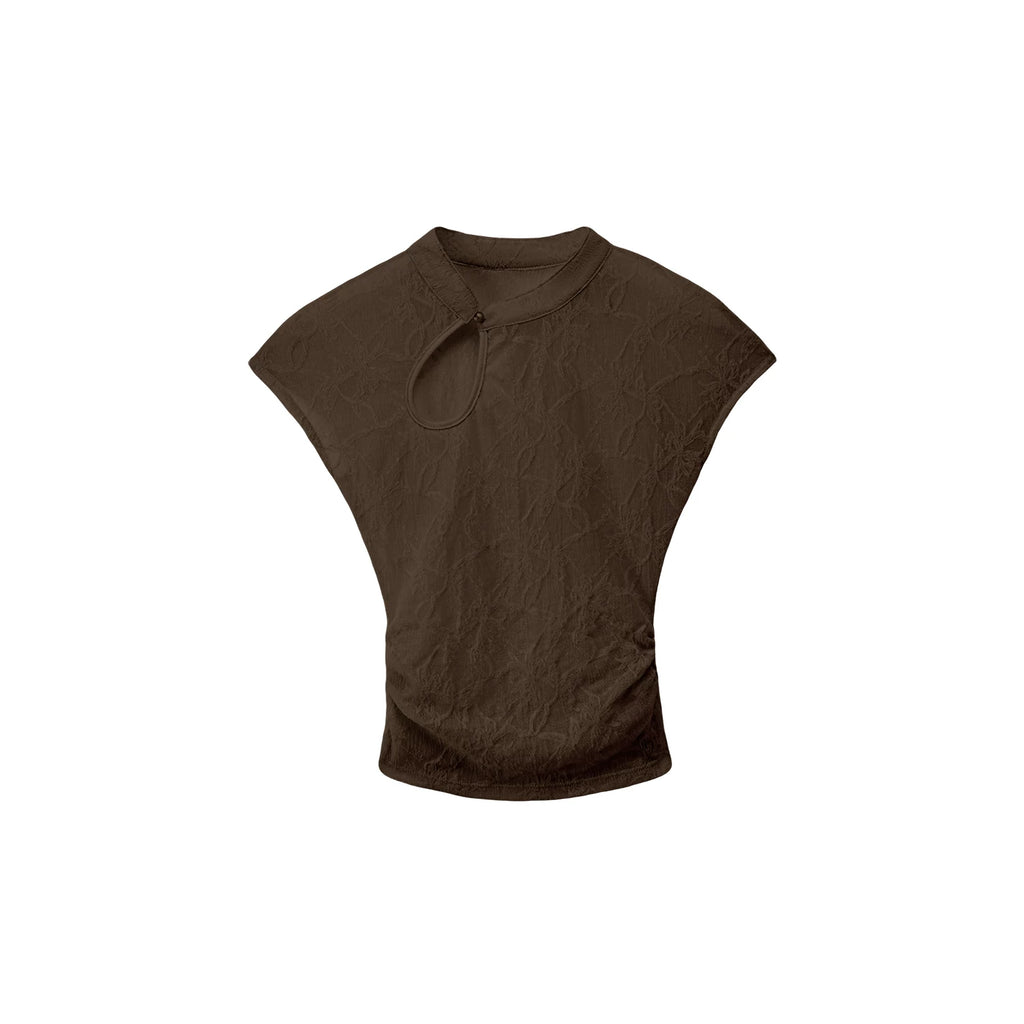 Audwyn Jacquard Hollow Slim Lace Waist Tee