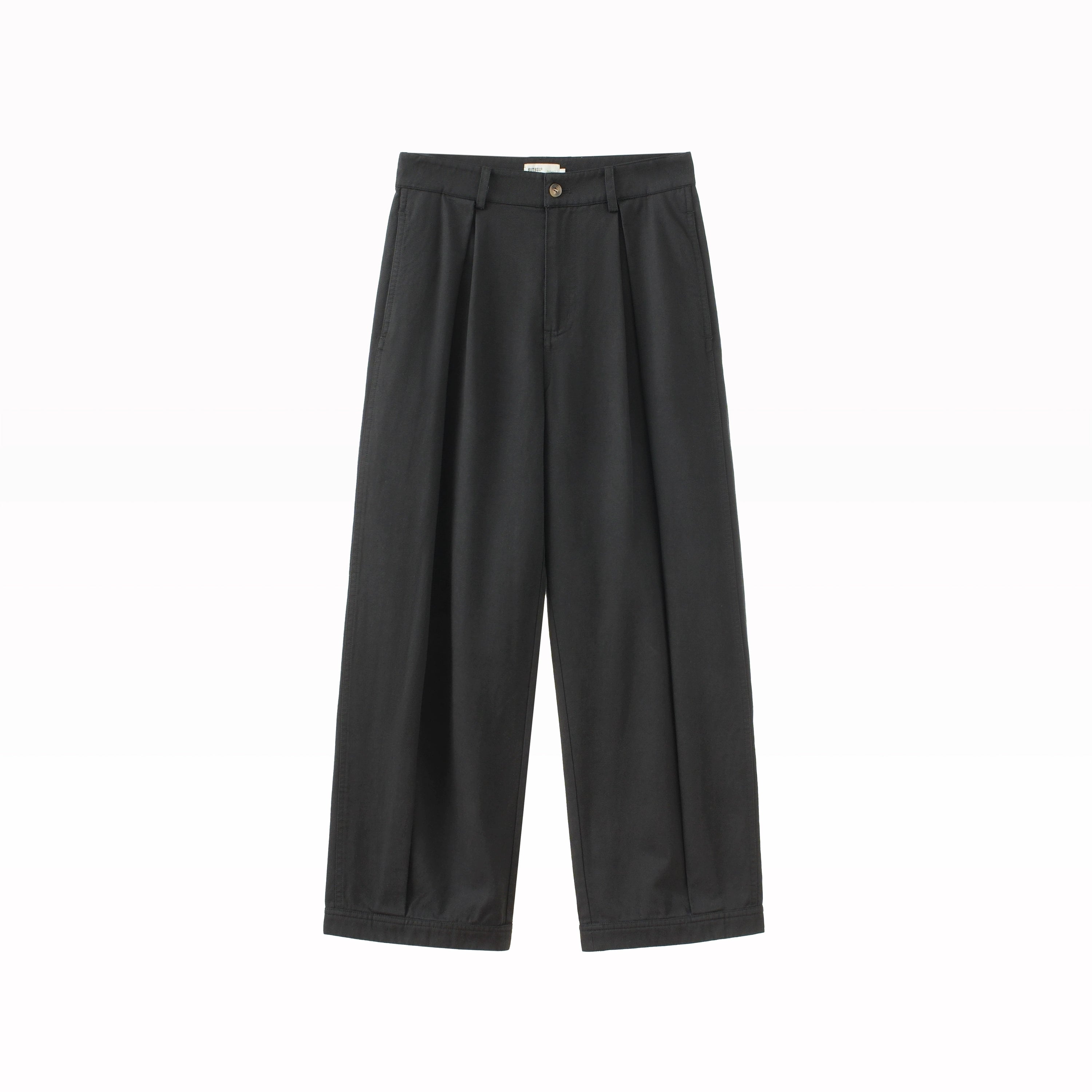 BUTTBILL Japanese Lyocell cotton washed double pleated commuter straight Pants