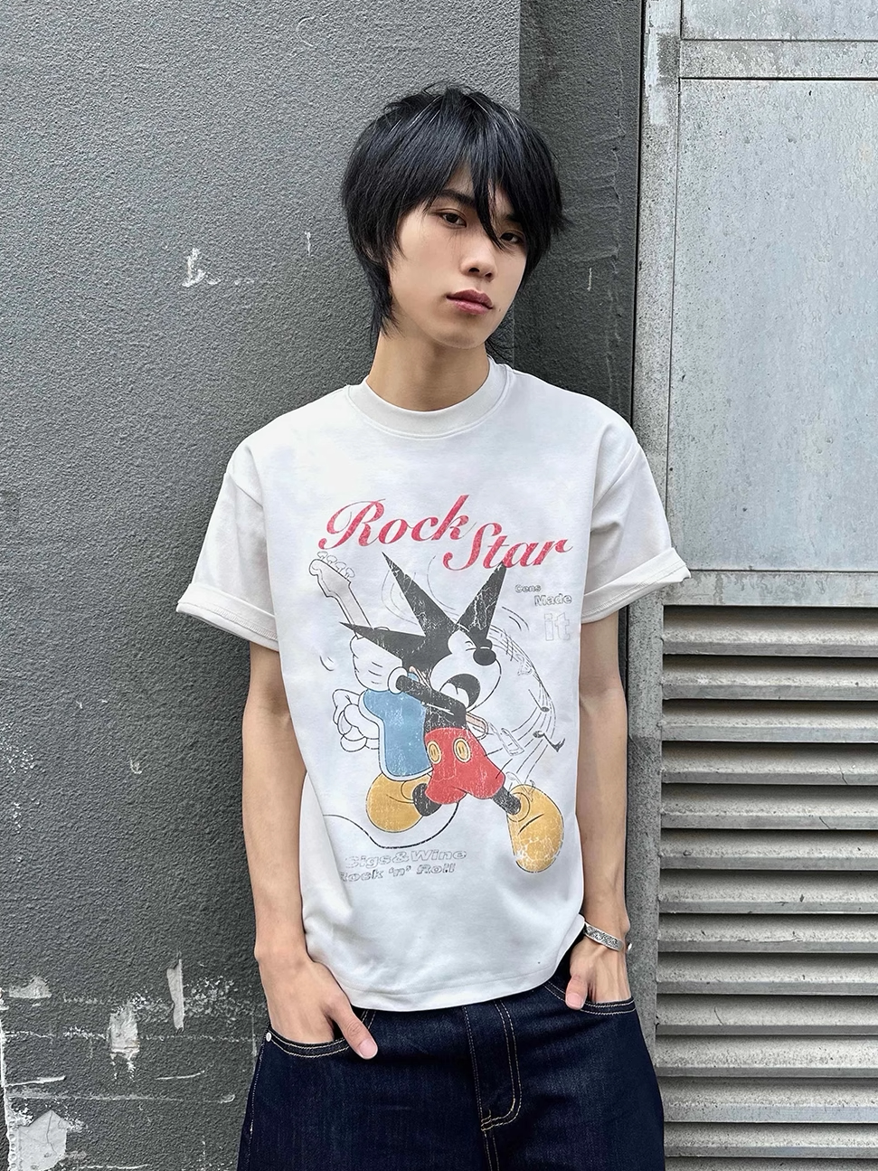 CENSMADE Mickey Old Printing Skin-friendly Tee