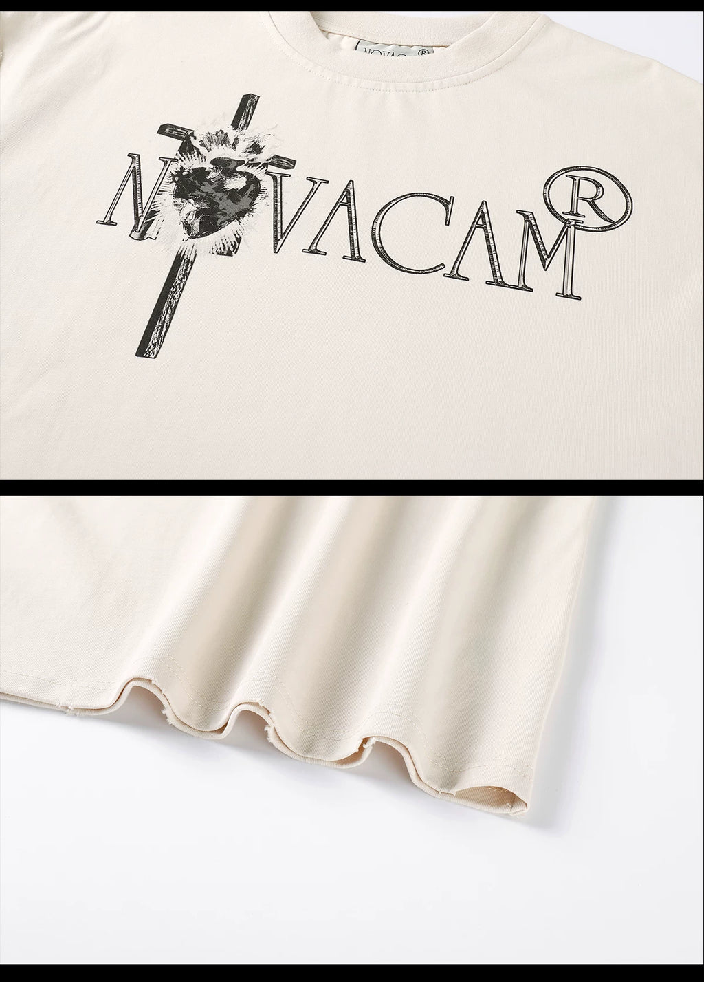 NOVACAM Edging Reverse Stitching Casual Tee