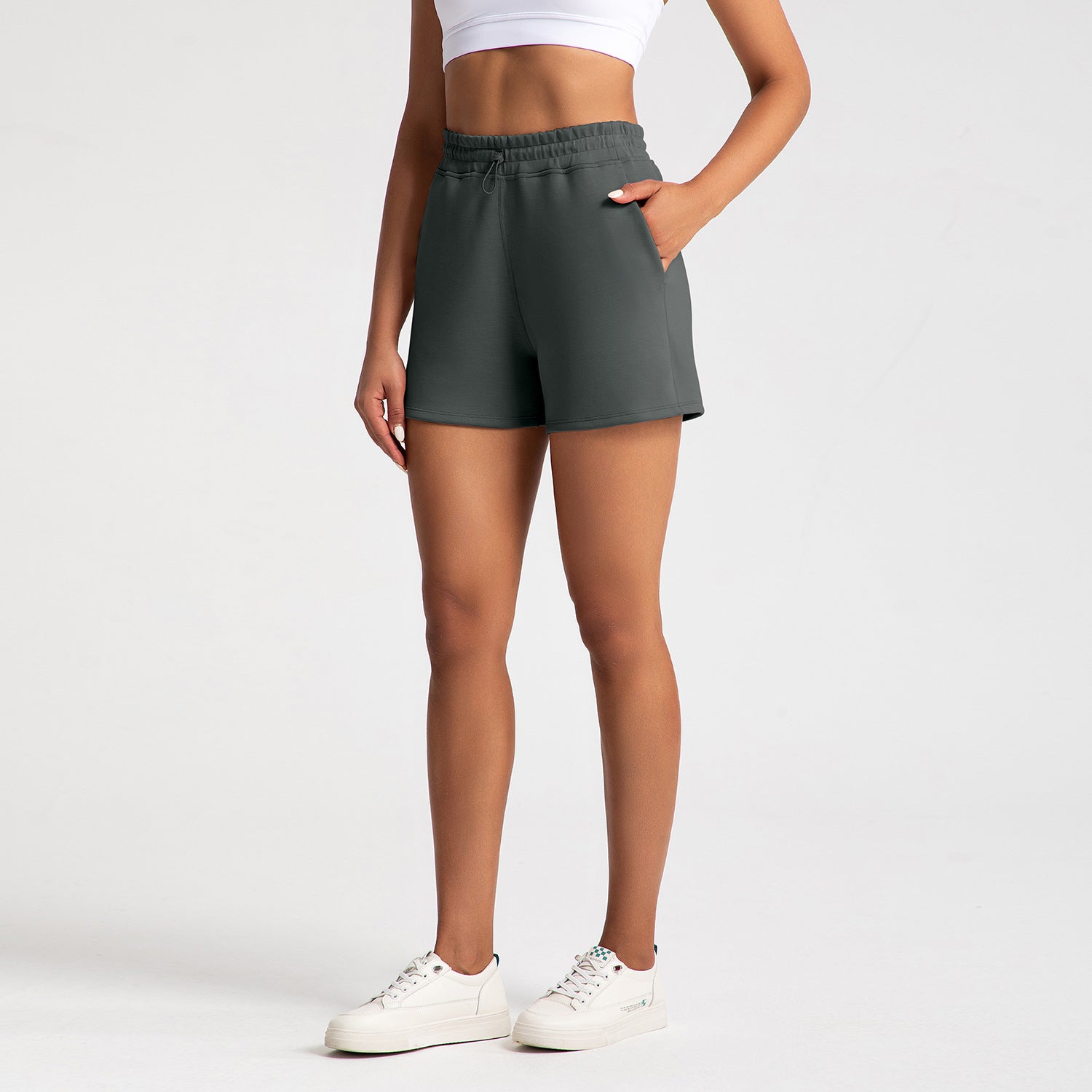 Athena Lulu High Waist Adjustment Buckle Fitness Yoga Shorts