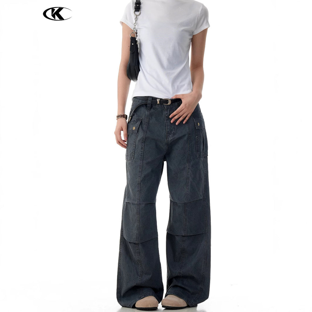 11KN Retro Straight-leg Micro-pull Overalls