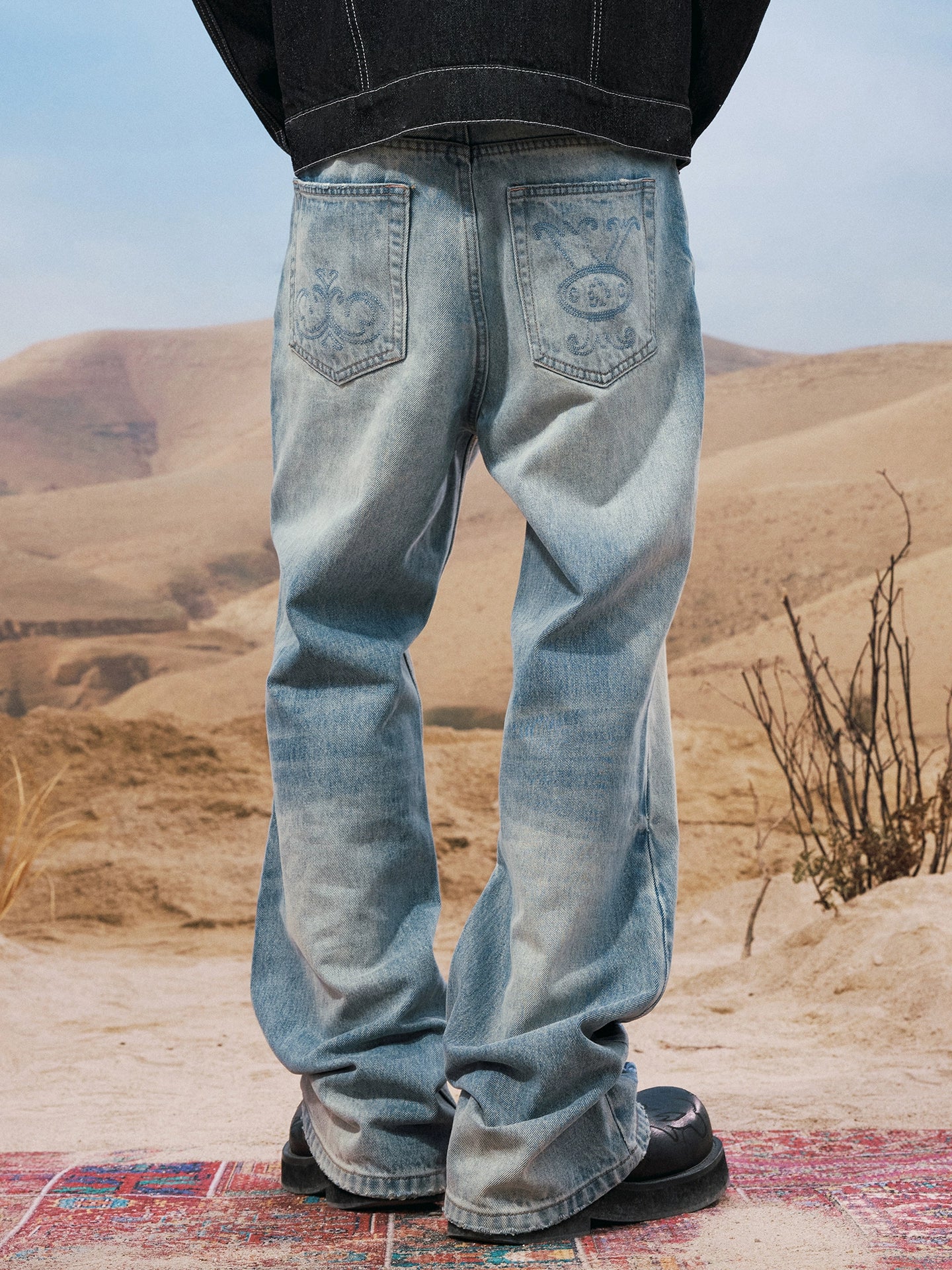 YADcrew Vintage Old Loose Straight Versatile Jeans