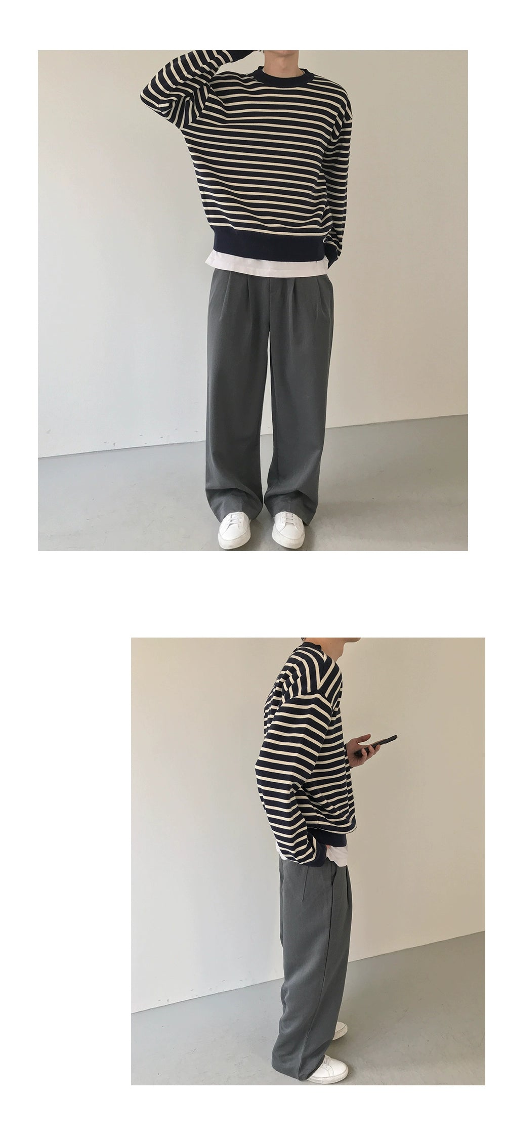 COLN Versatile Striped Knitted Sweater