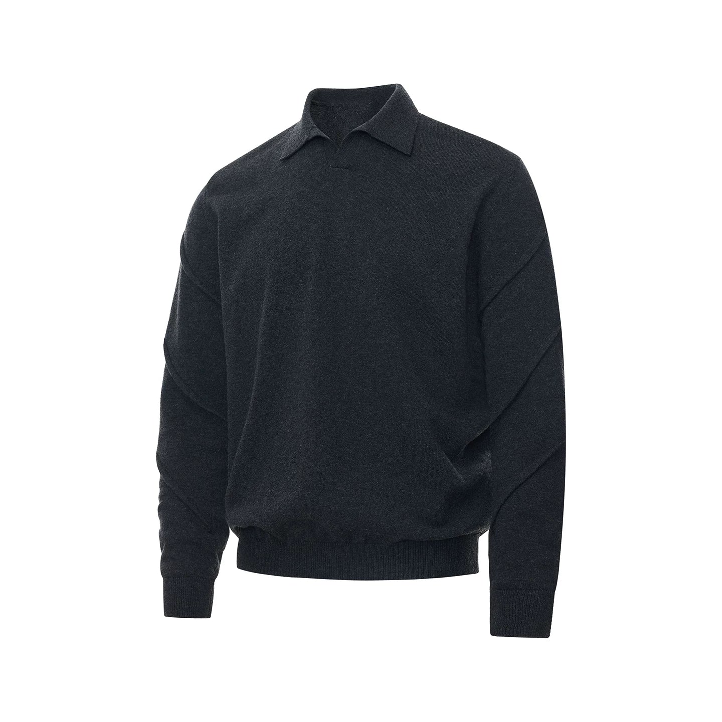Borrowed Project V-Neck Knitted POLO Shirt Long Sleeve