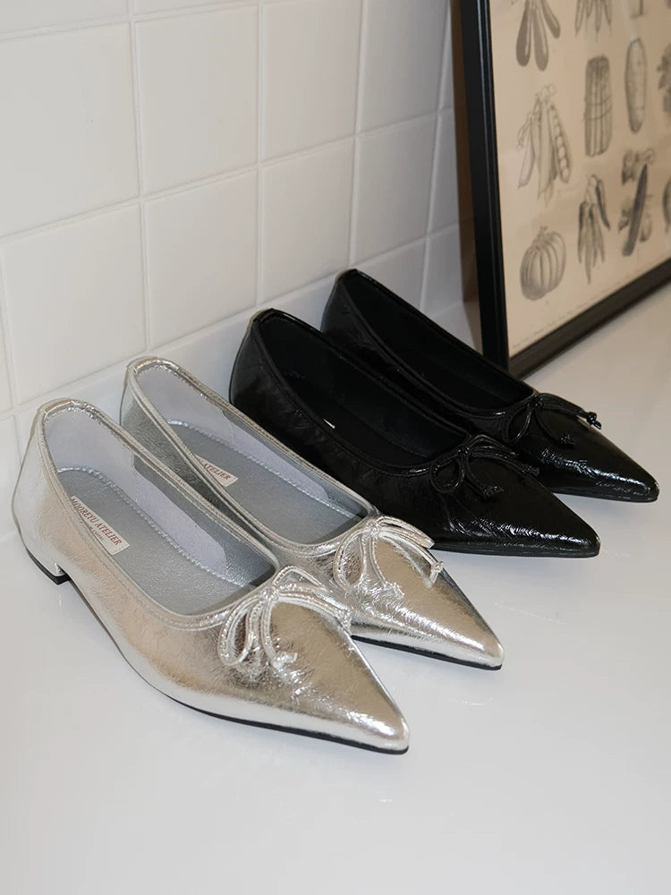 Mooreyu Pointed Head Temperament Bow Flats