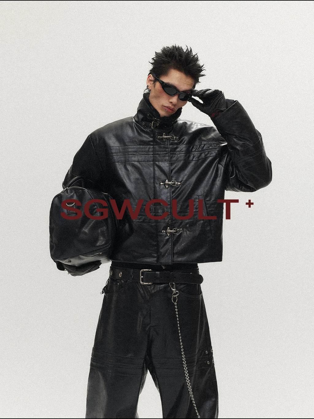SGWCULT Stitched Silhouette Niche Leather Jacket