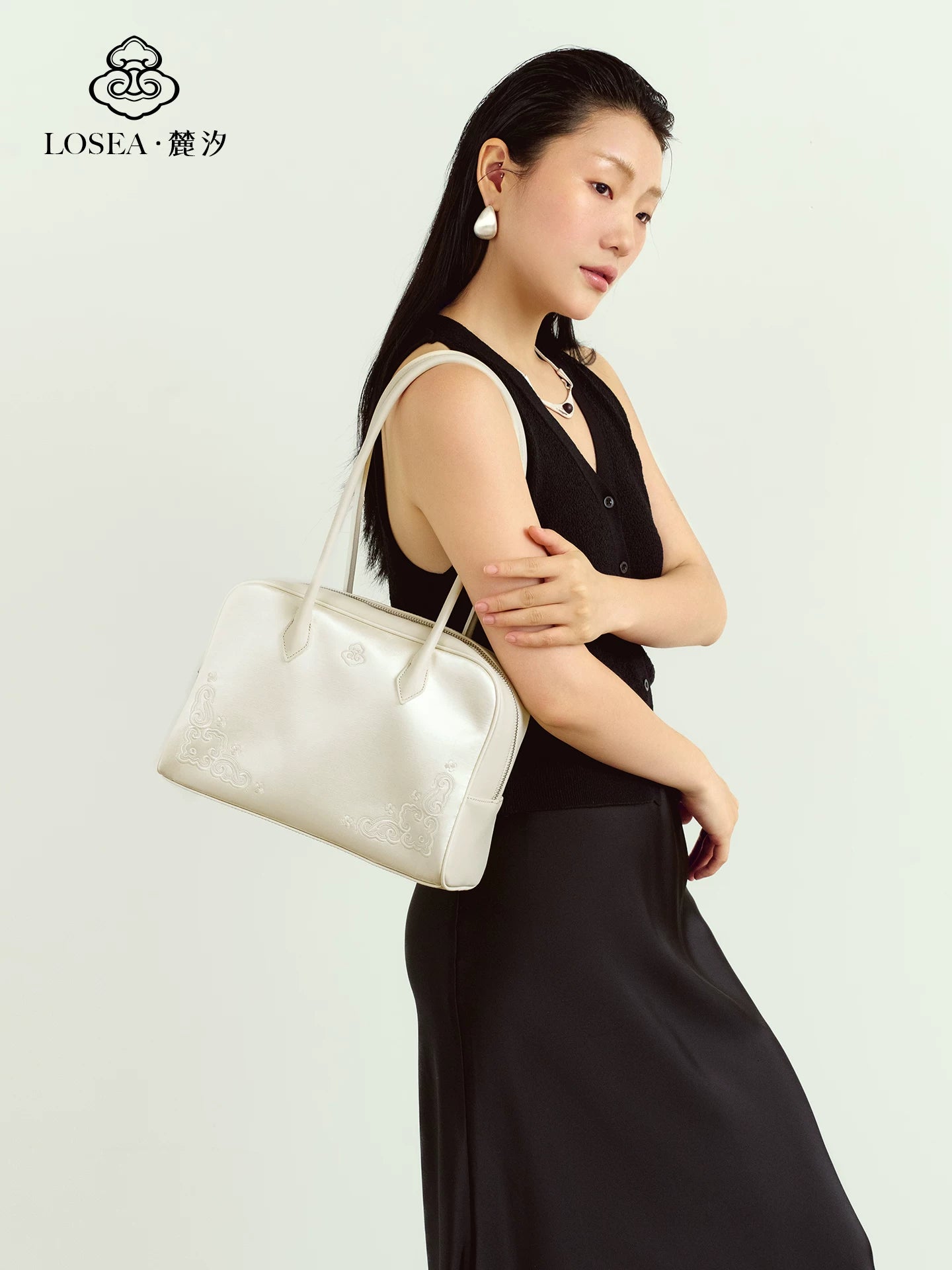 LOSEA Large Capacity First Layer Cowhide Armpit Bag