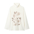 PHYS Semi-turtleneck Loose Versatile Rose Print Long Sleeve
