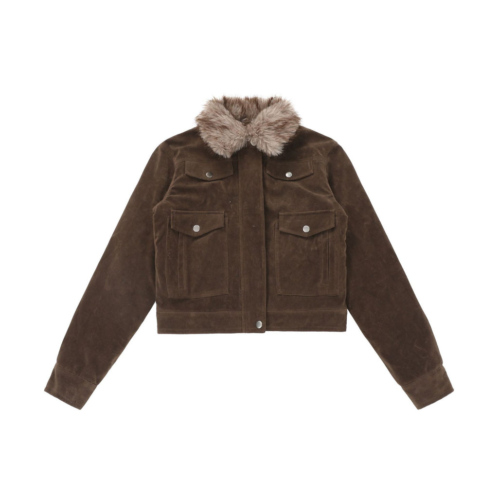 CHANYOOU Vintage Fur Collar Slim and Thin Jacket