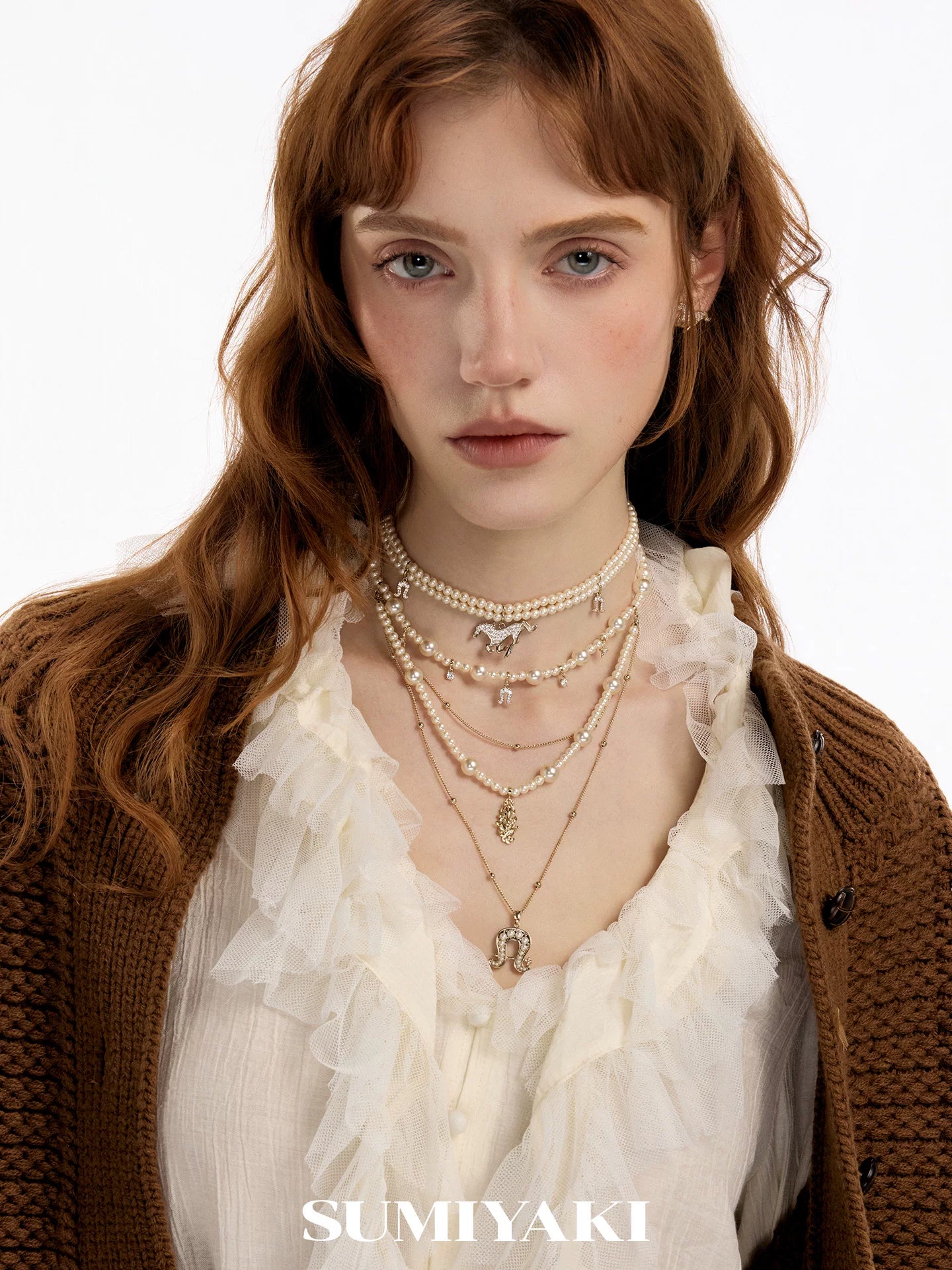 SUMIYAKI Multi-layer Pearl Diamond Necklace