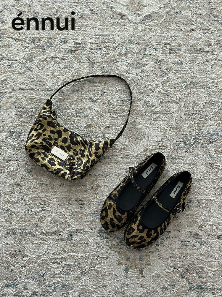 Ennui Cold Leopard Print Portable Underarm Zipper Shoulder Bag