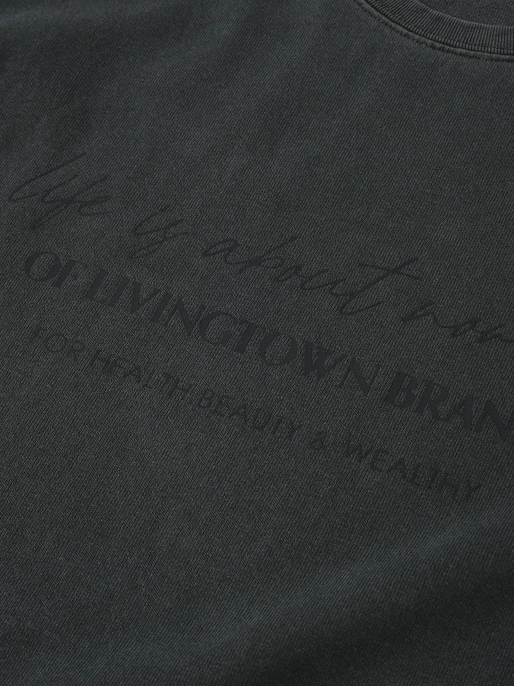 LIVINGTOWN Vintage Letter Print Casual Loose Tee