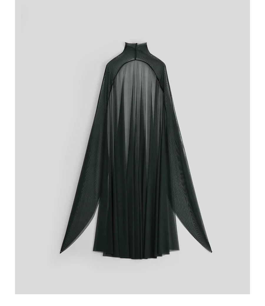INDULGE Suspender Dress Mesh Shawl Two-piece Set