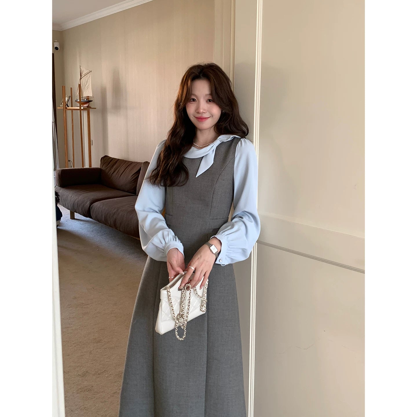 Even Korean Fake Two Waist Dress