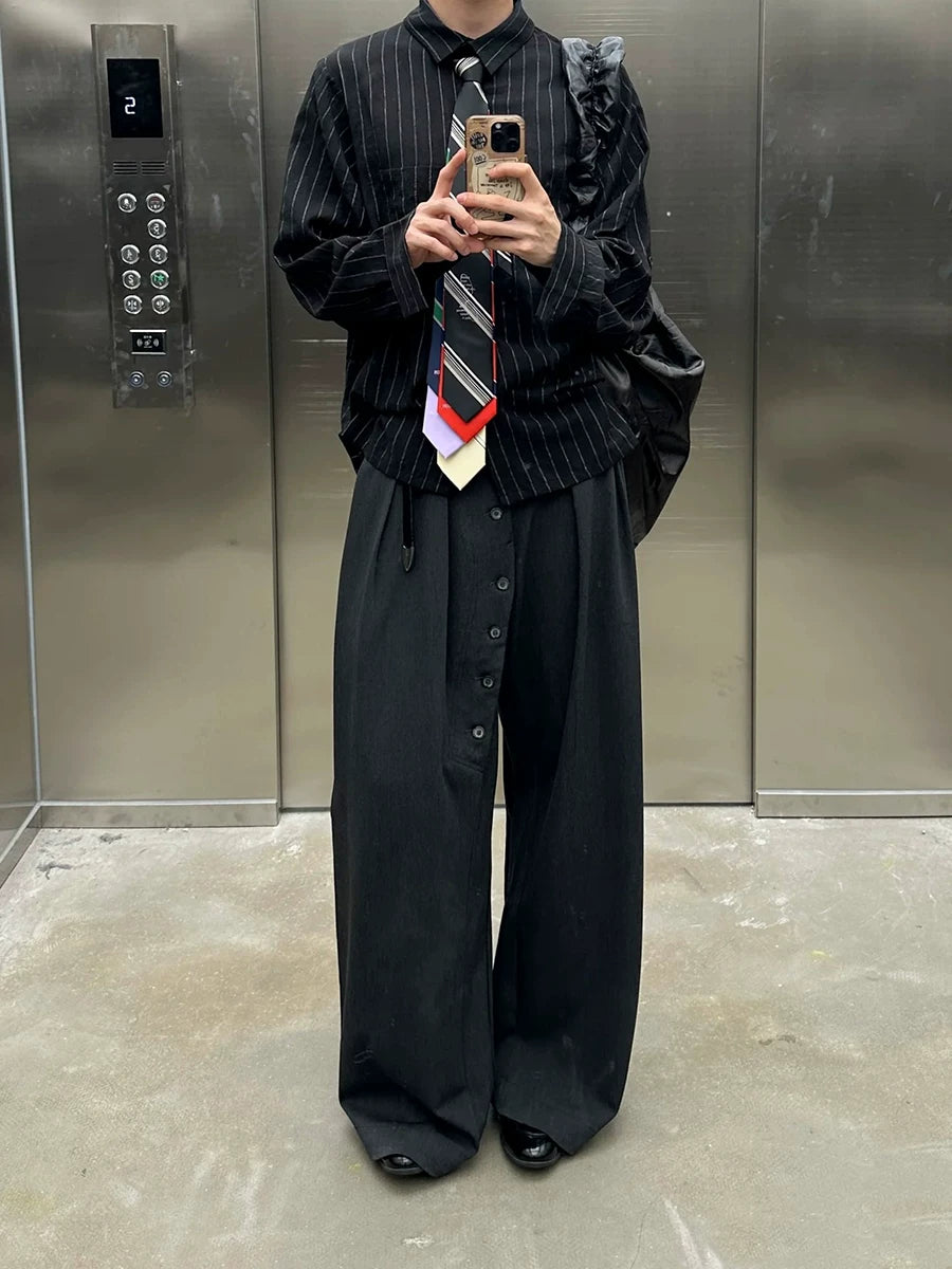 TWOMOONS Curved Button-down Trousers