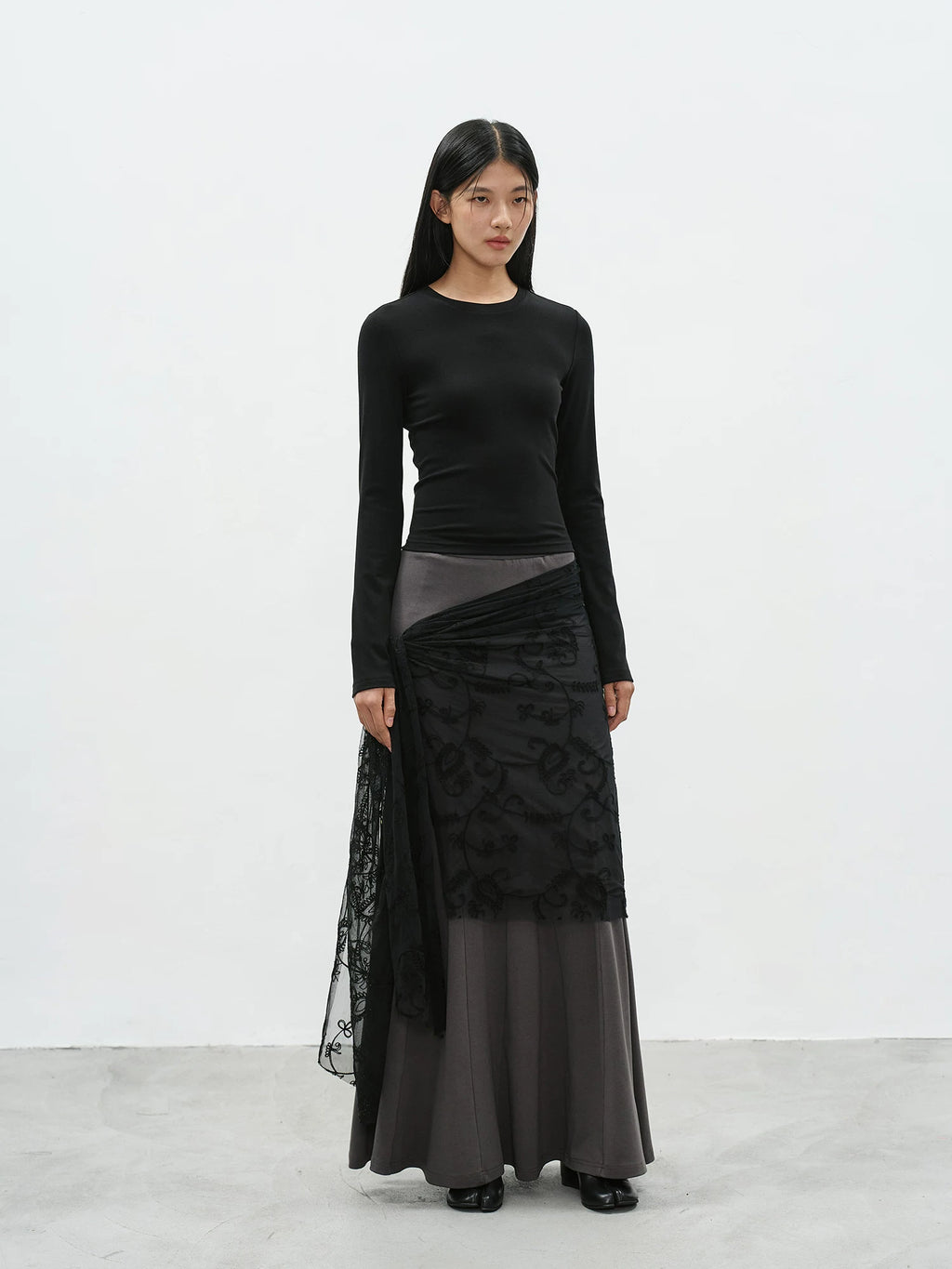 EIGHTHMONTH Lace Strap Irregular Long Dress