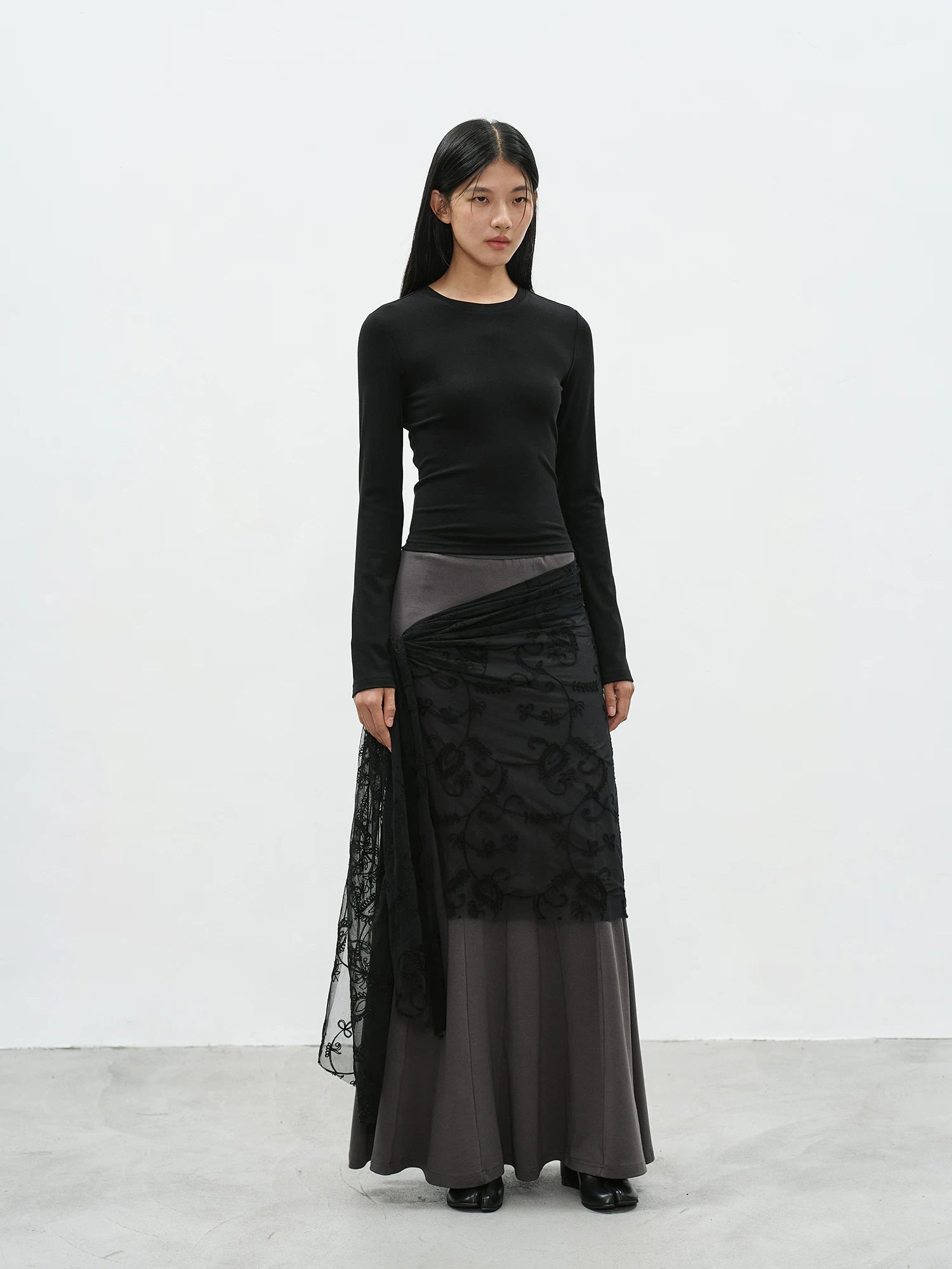 EIGHTHMONTH Lace Strap Irregular Long Dress