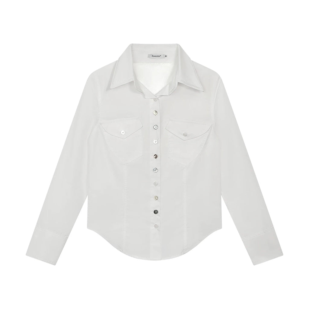 FUNKYFUN Lapel Twist Rope Waist Front Shoulder Shirt Jacket