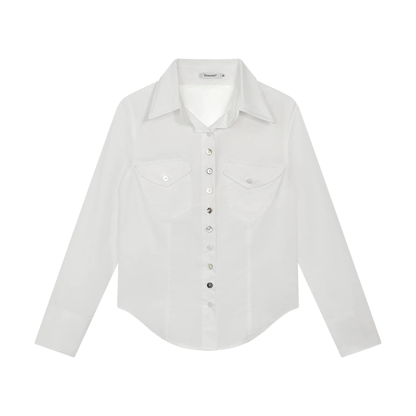 FUNKYFUN Lapel Twist Rope Waist Front Shoulder Shirt Jacket