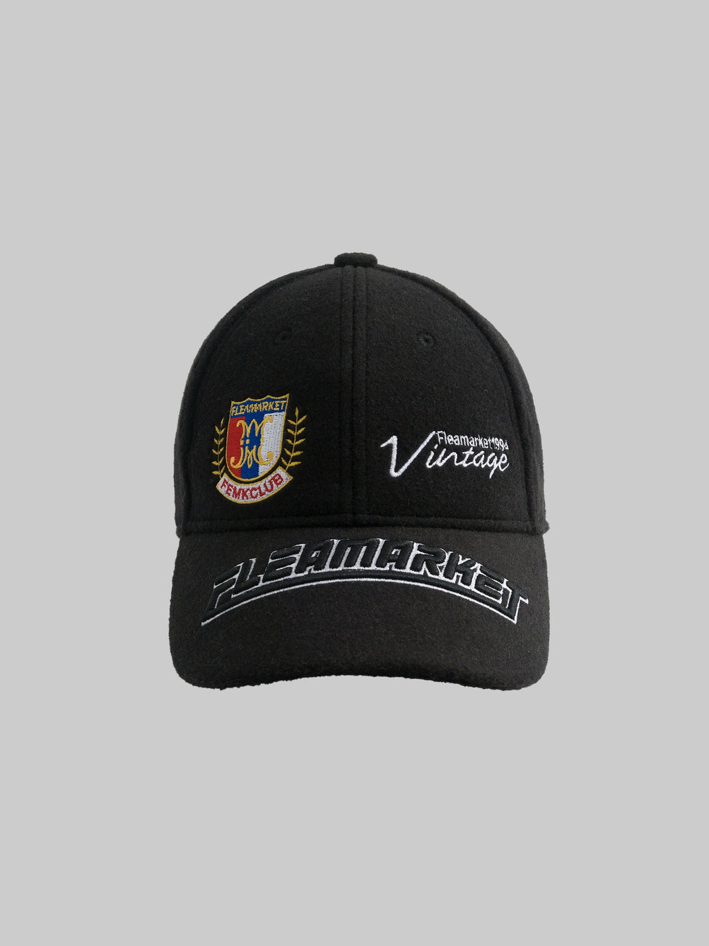 Fleamarket Woolen Brim Embroidered College Style Baseball Cap