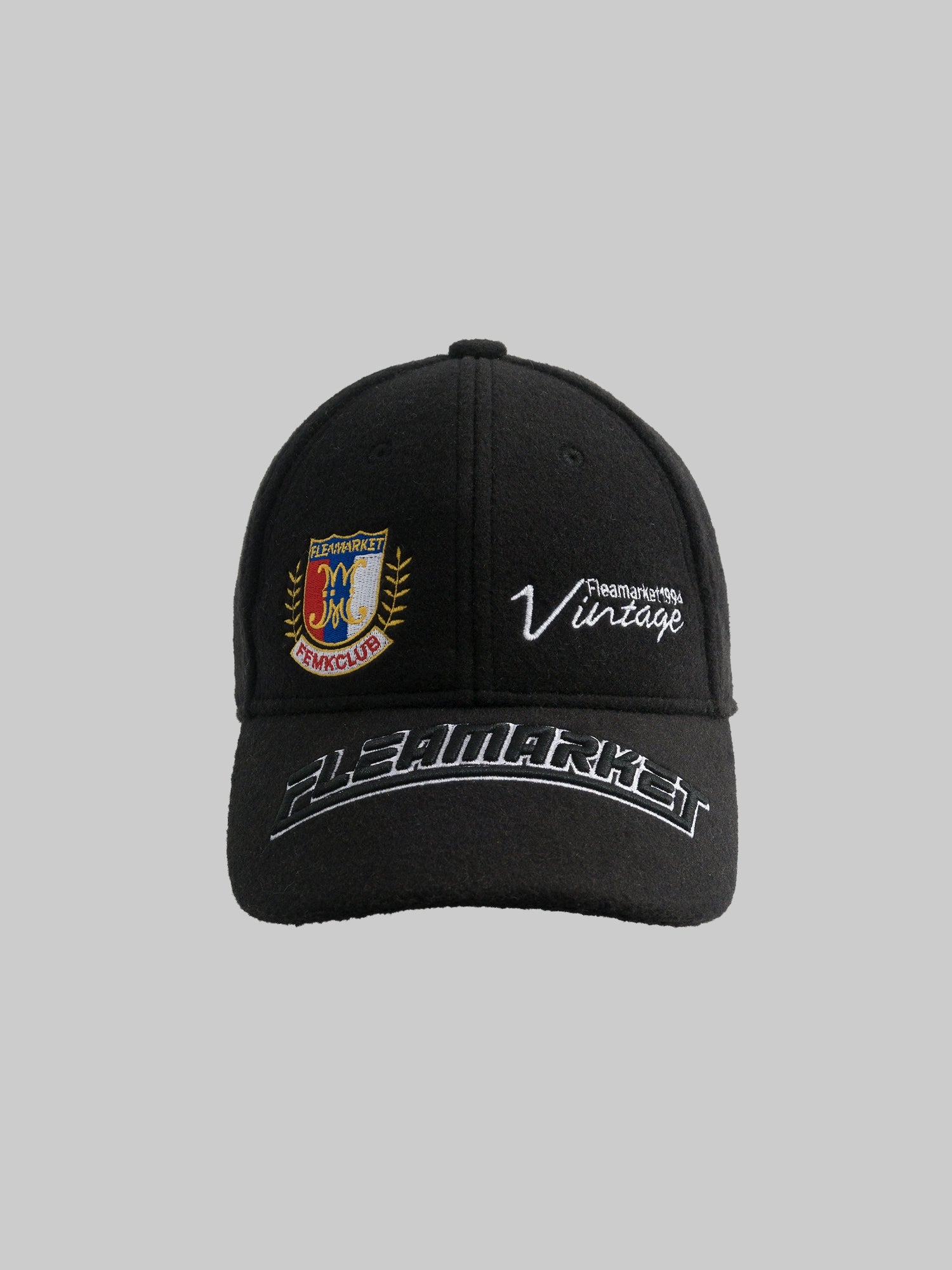 Fleamarket Woolen Brim Embroidered College Style Baseball Cap