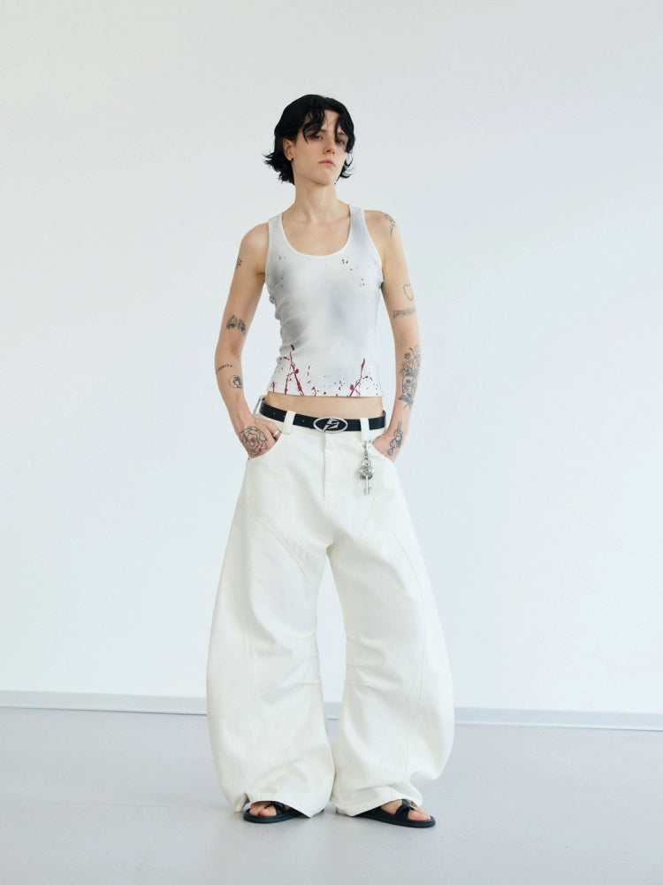 PEOPLESENSE Simple Dirty Ink-splashed Printed Vest