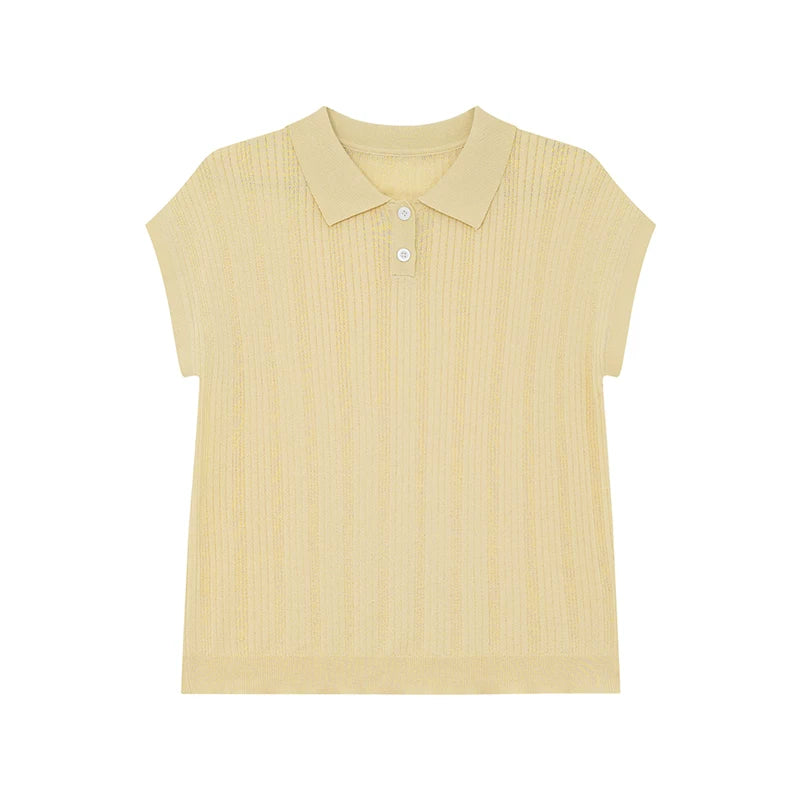 KANO POLO Collar Sleeveless Knitted Tee