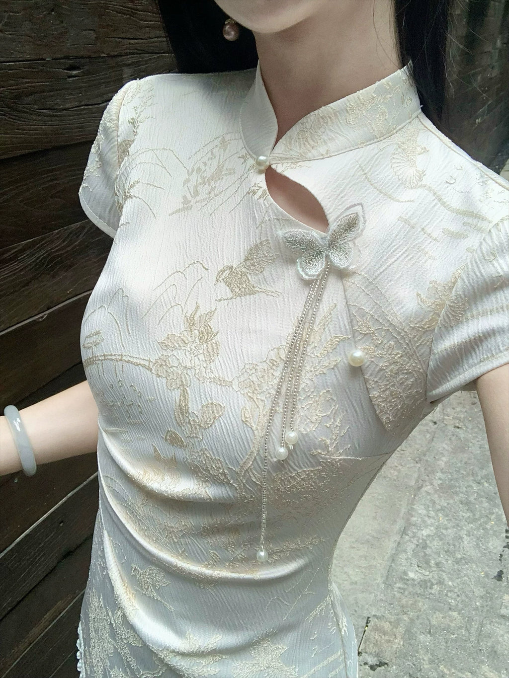 ZIHE Fringed Jacquard Waist Dress