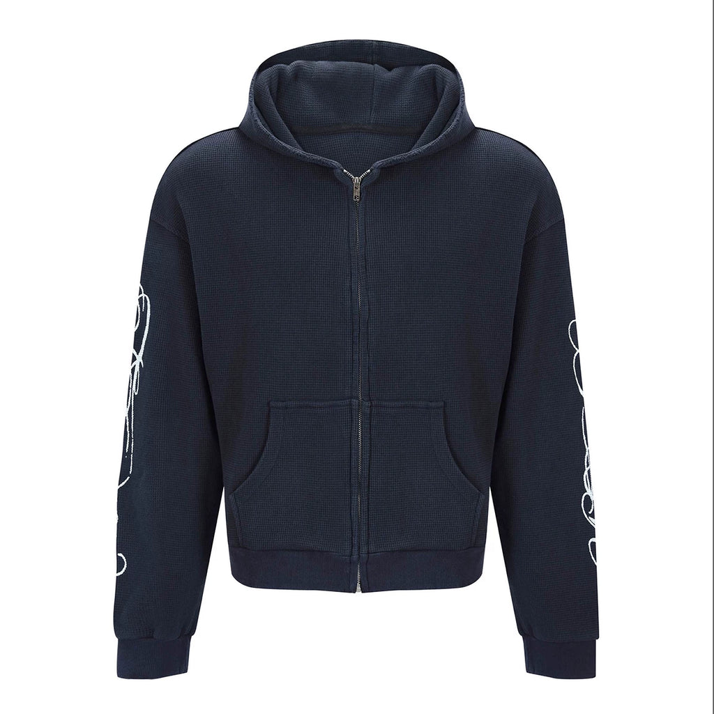 FTS Waffle Old Print Hooded Sweater Jacket