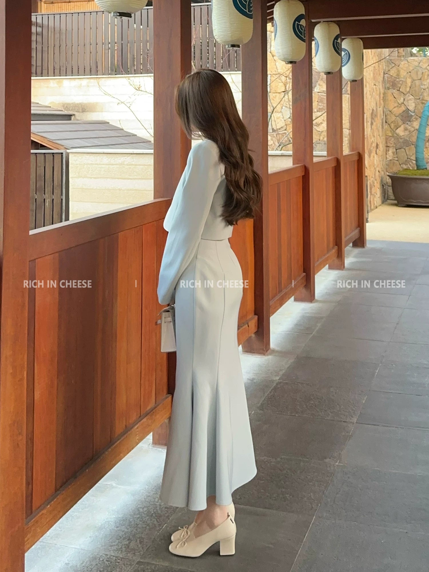RICH IN CHEESE Korean Temperament Fishtail Vest Suit Dress Suit