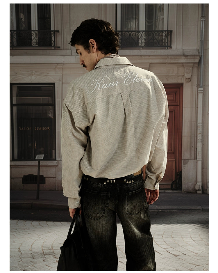 MADWITCH Light Luxury Alphabet Embroidered Plaid Shirt