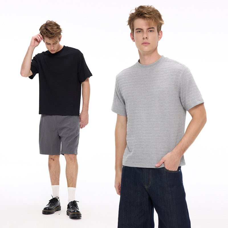 UNF Front Shoulder Slim-fit Crew Neck Knitted Tee