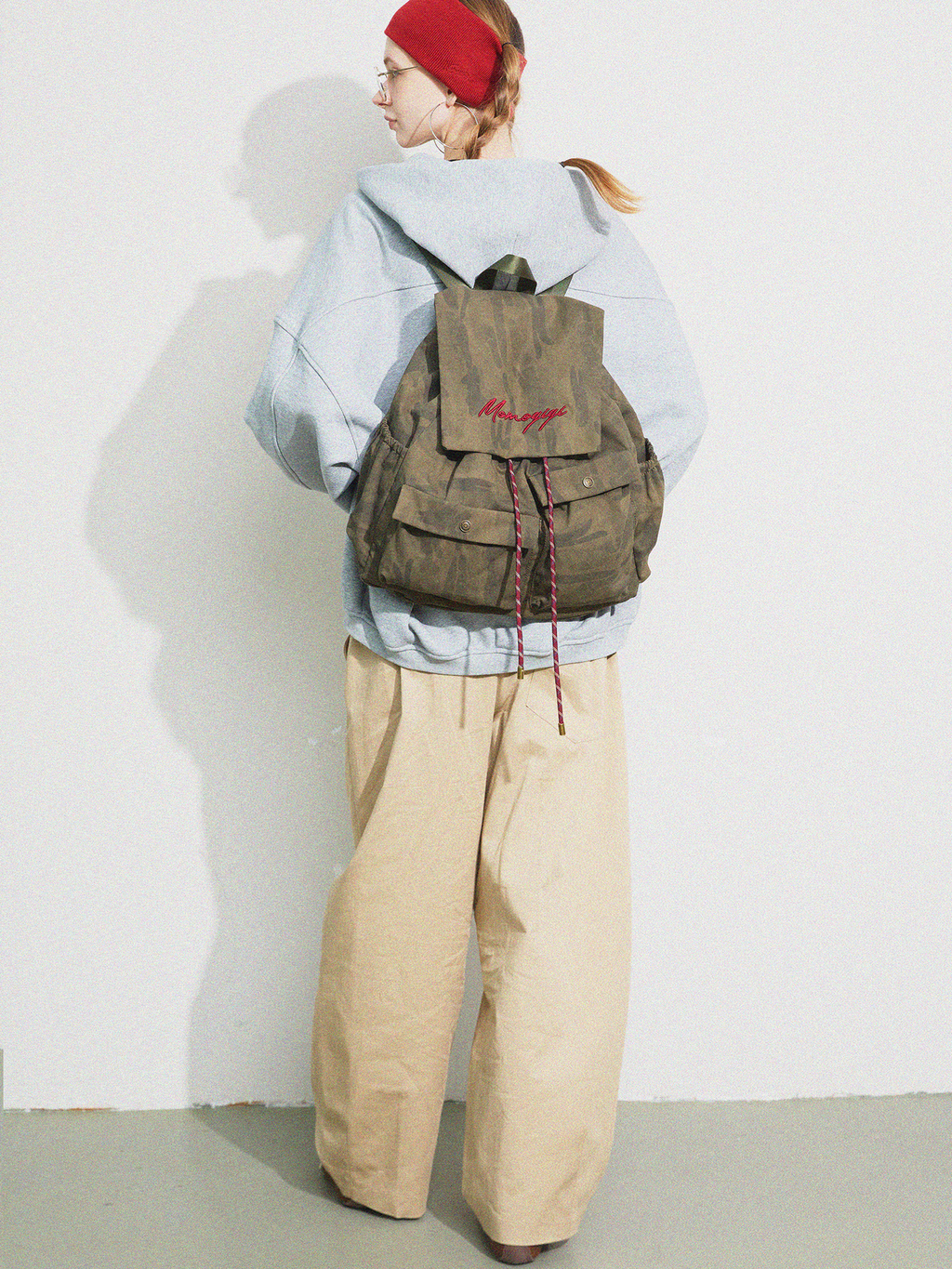 Momogigi Vintage Camouflage Canvas Large Capacity Backpack