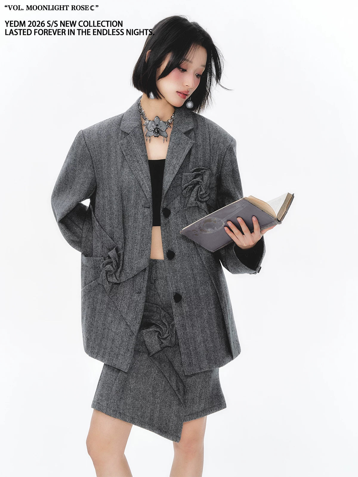 YEDM Retro Rose Suit Temperament Skirt Suit