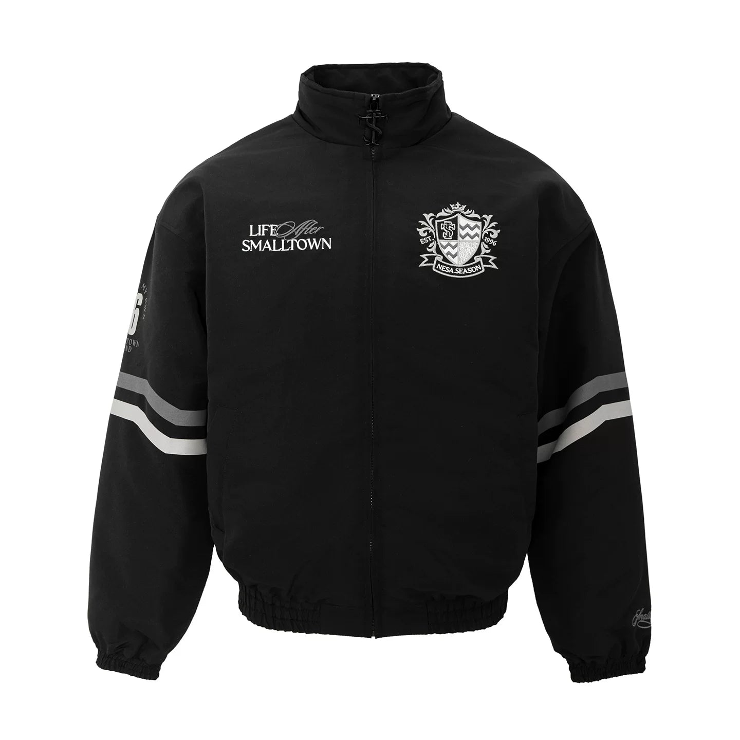STK Badge Stitching Vintage Embroidered Contrasting Striped Jacket