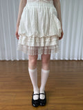 Loosesmell Polka Dot Mesh Stitching Slim Skirt