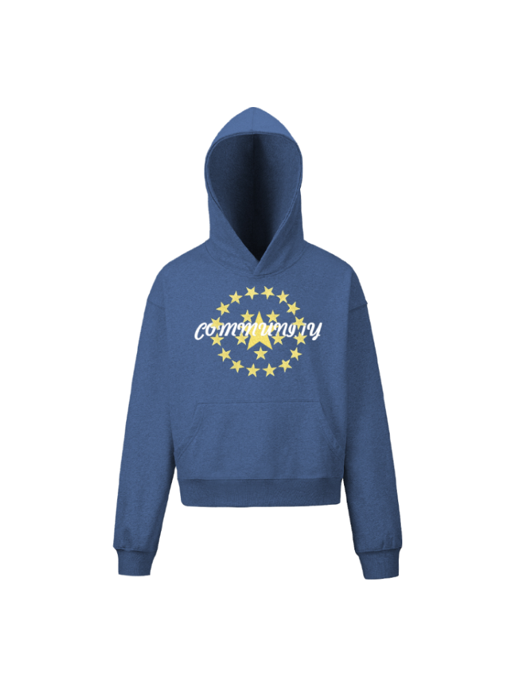 KONOOT Pentagram Print Short and Wide Cut Hooded Sweater