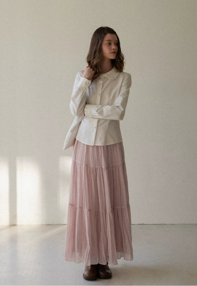 EGGKA Slim Pleated High Waist Skirt