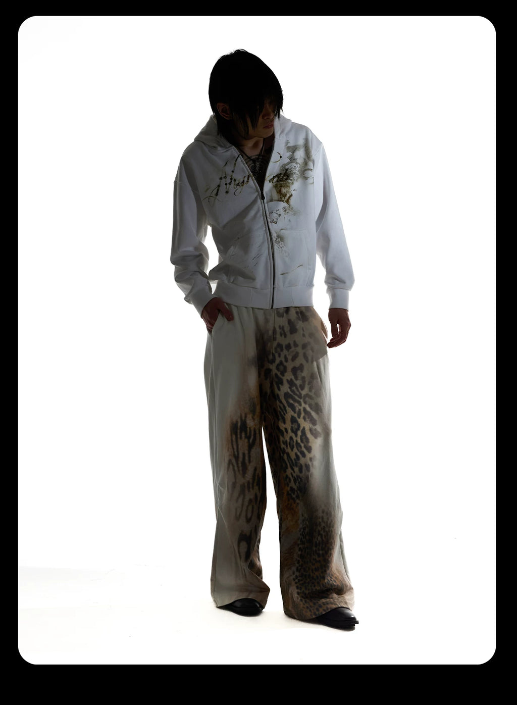 NIGHTLAB Leopard Print Wide-leg Sweatpants