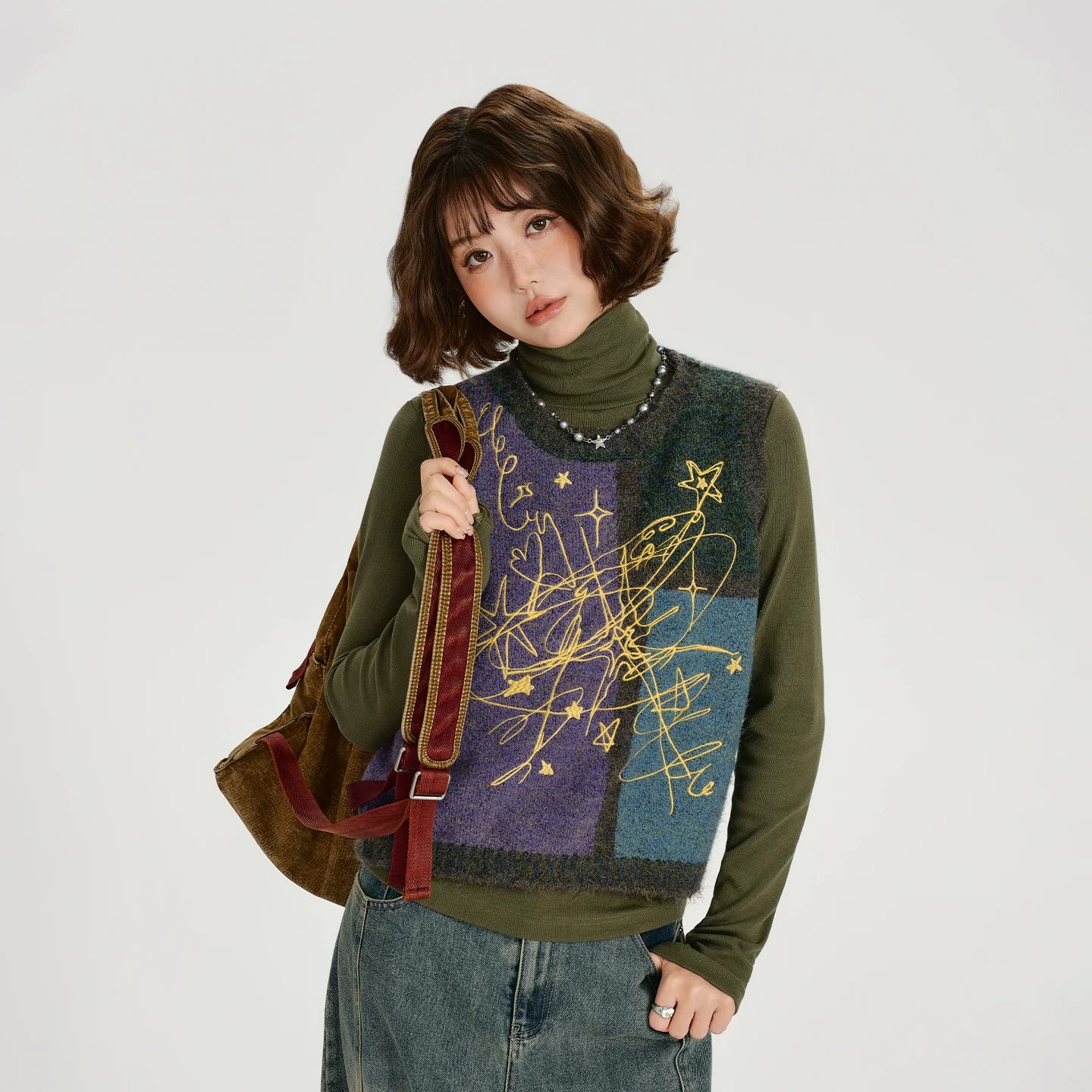 Girlyhalo Vintage Color Matching Vest