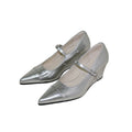 Mooreyu Wedge Heel Shallow Mouth One-word Buckle Mary Jane Shoes