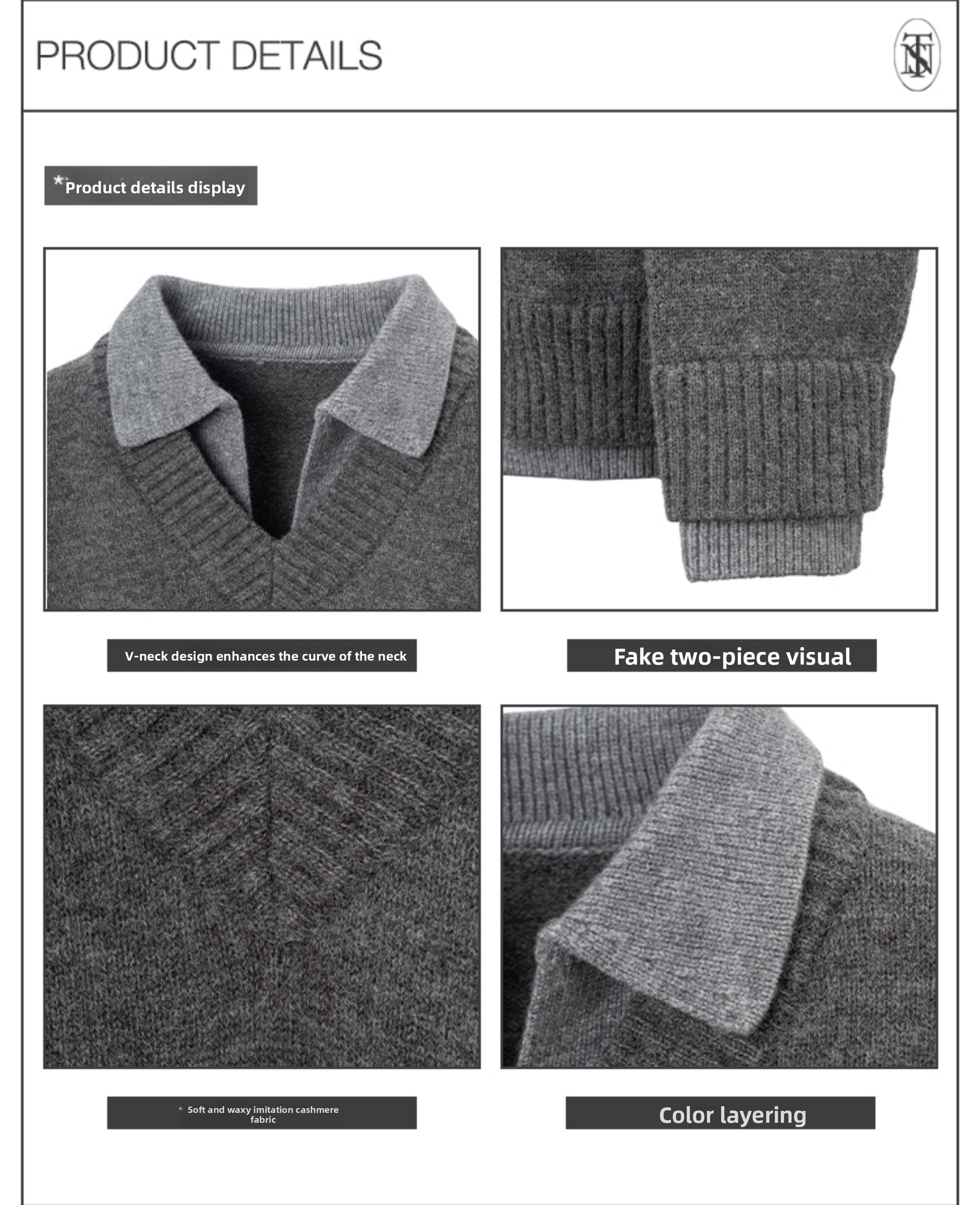 Stay The Night Fake Two V-Neck Sweaters