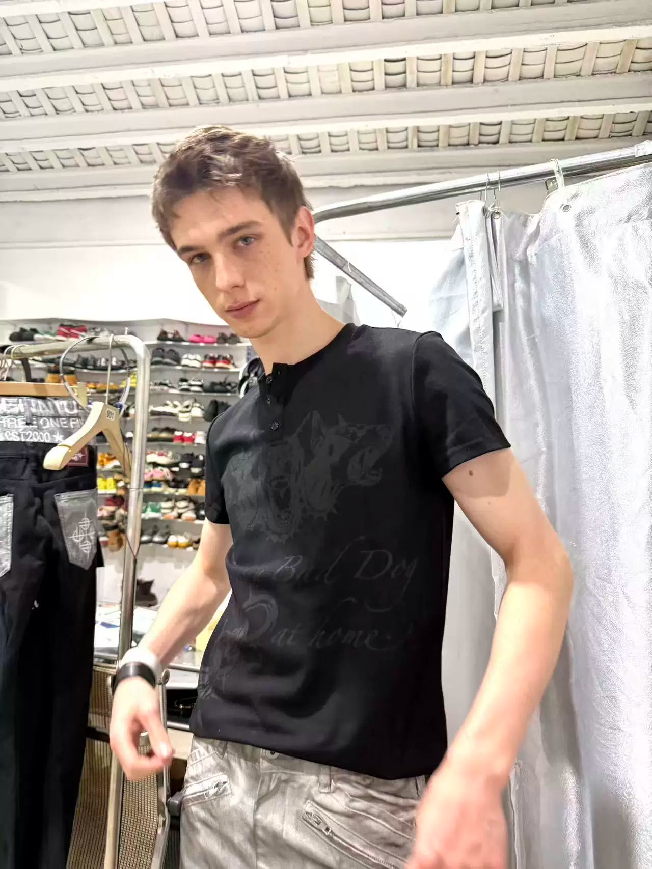 DETW Slogan Direct Injection Printing Front Shoulder Tee