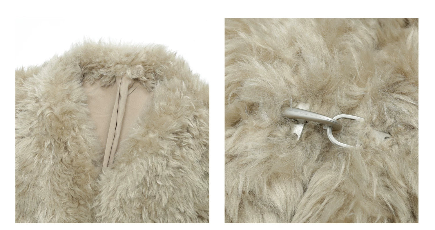Audwyn Eco-friendly Fur Coat V-neck Fur Coat