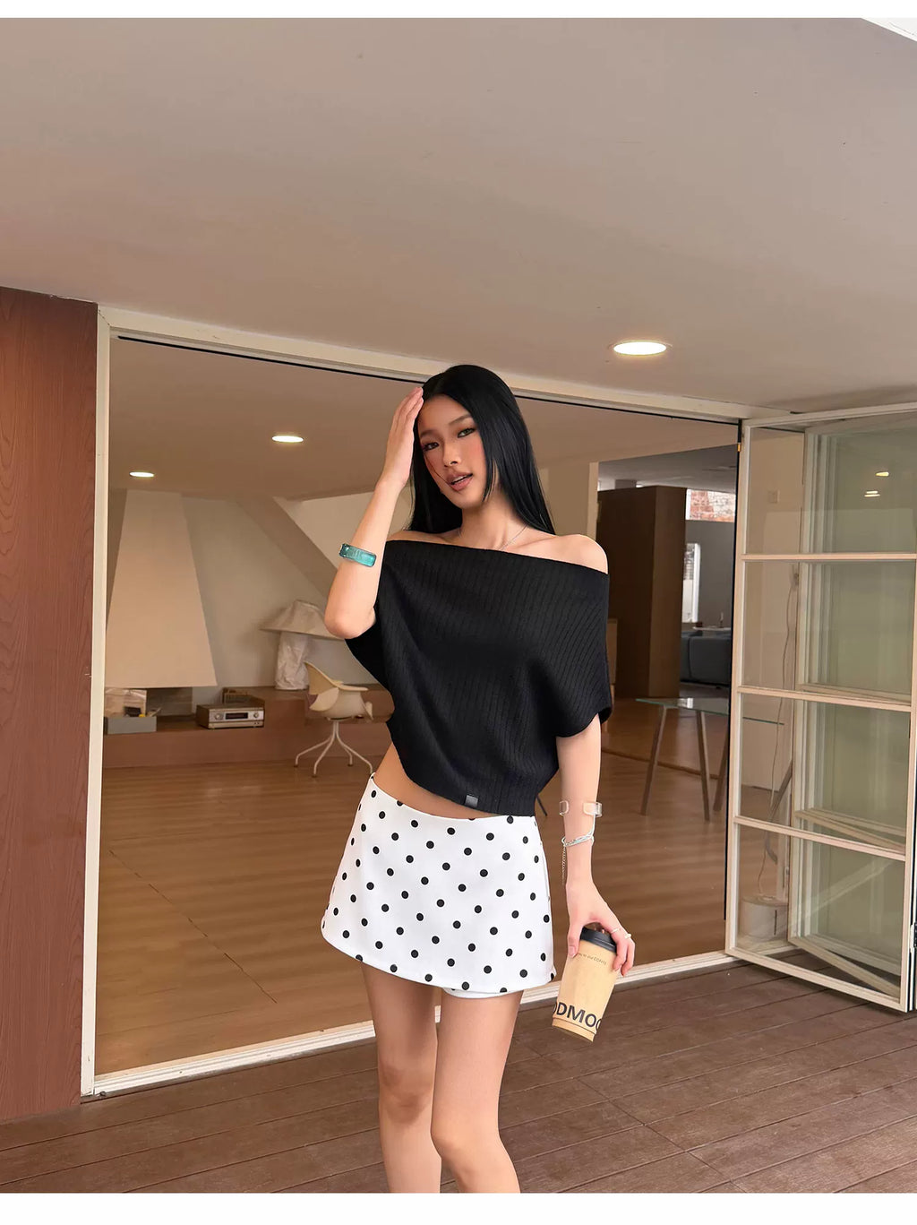 Audwyn Polka Dot Skinny Versatile Skirt