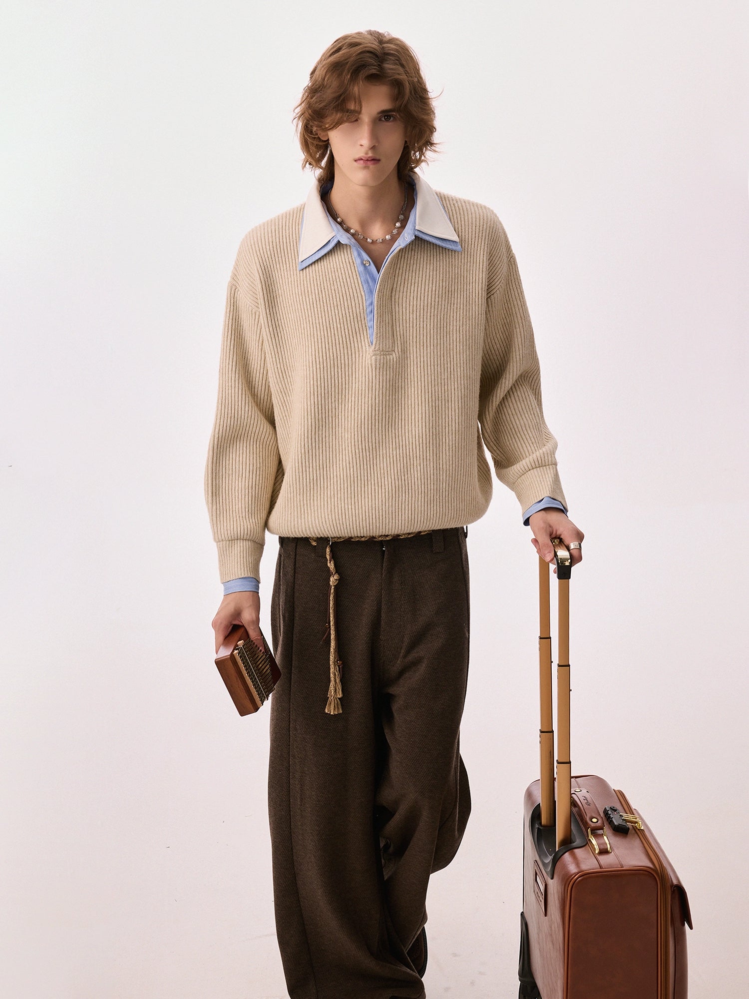 CHOR POLO Collar Casual Simple Versatile Knitted Sweater