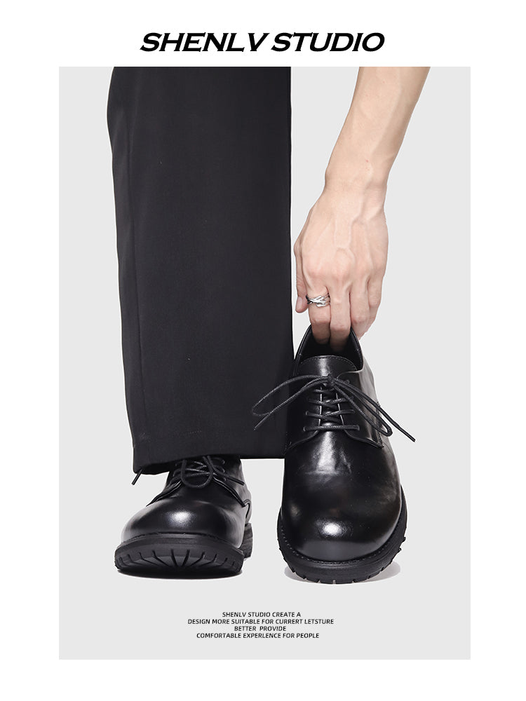SHENLV STUDIO Washed Horse Leather Big Head Derby Shoes