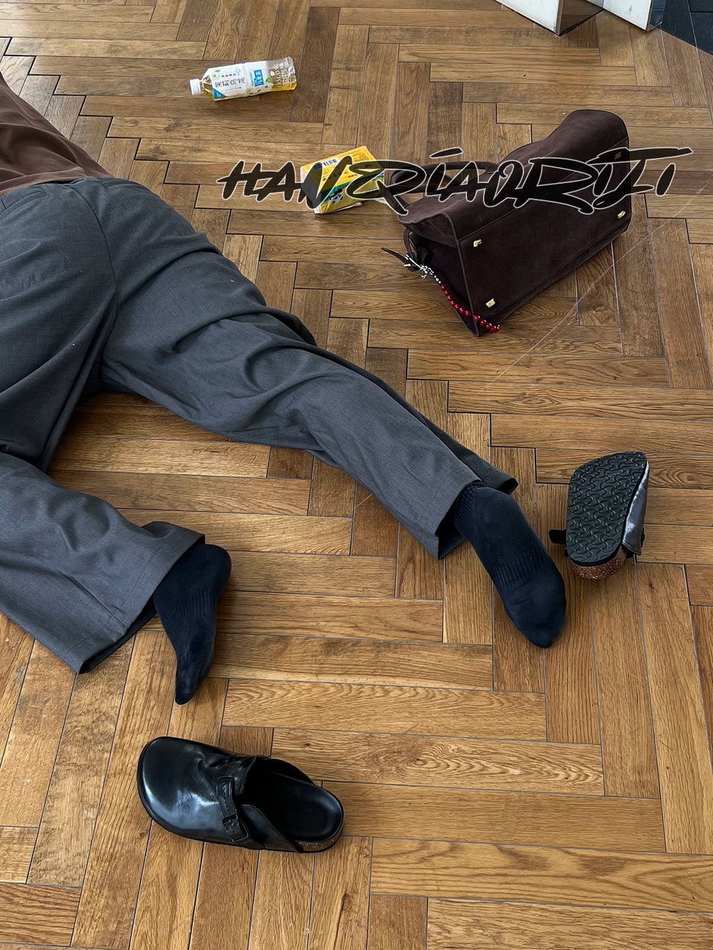 HANQIA Horse Leather Versatile Lazy Bag Head Muller Slippers
